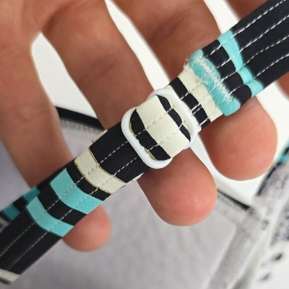 Bond-Eye Australia Women's Teal Black Striped Tankini Swim Top Padded Cups Sz 8 - Picture 8 of 16